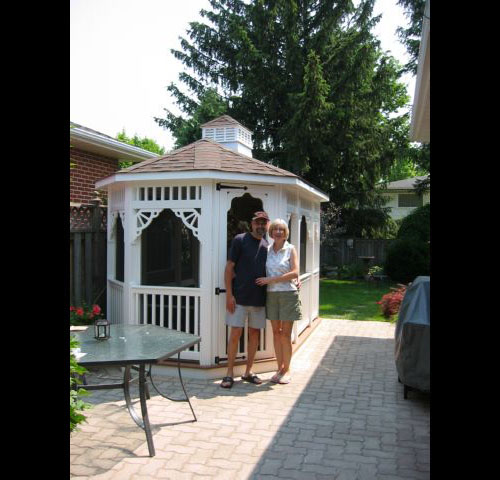 white vinyl 8 by 12 foot oval gazebo