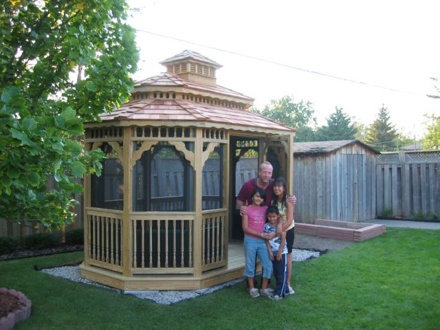 wooden oval gazebo