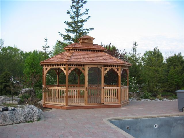 wooden 12 by 16 foot oval gazebo