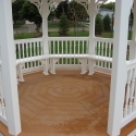 10 foot white vinyl octagon gazebo interior with bench seats