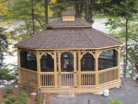 14 by 26 foot wooden oval gazebo