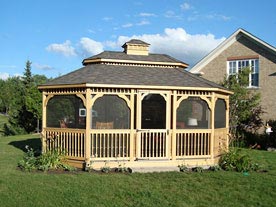 14 by 20 foot oval wooden gazebo