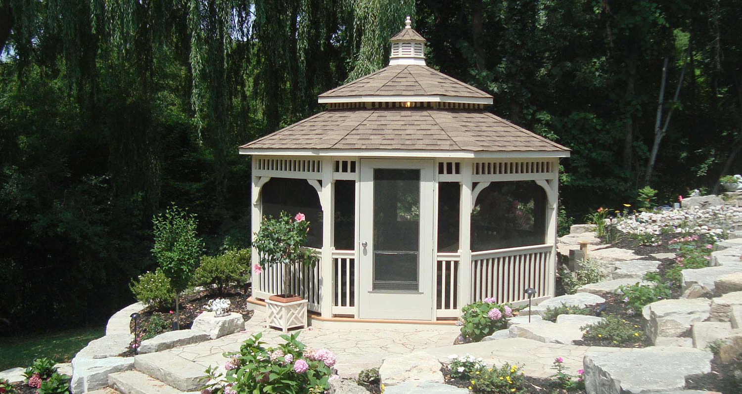 white vinyl octagon gazebo