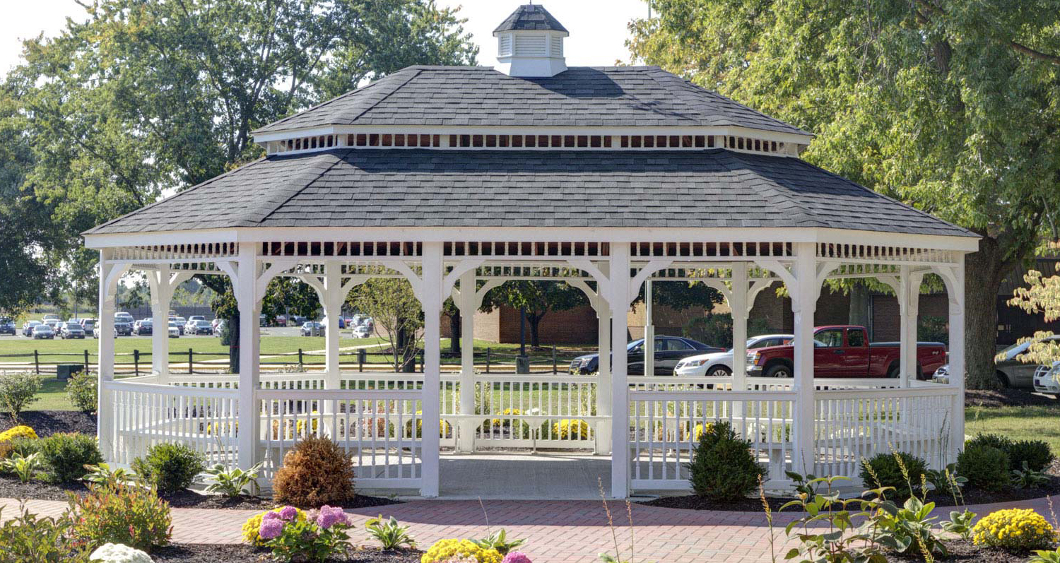 white vinyl oval gazebo