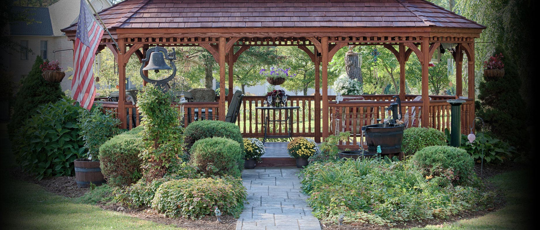 8 by 10 foot wooden oval gazebo