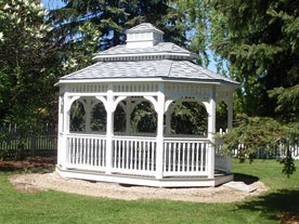 10 by 14 foot white vinyl oval gazebo