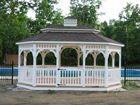 12 by 18 foot white vinyl oval gazebo