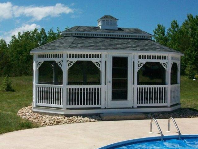 White Vinyl Oval Gazebo